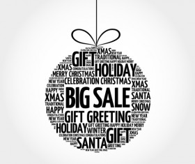 Word cloud christmas ball with sale vector 02