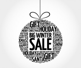 Word cloud christmas ball with sale vector 04
