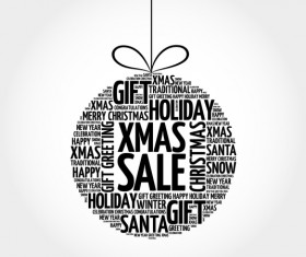 Word cloud christmas ball with sale vector 05