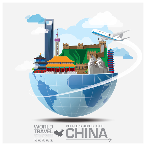 World travel of china vector template