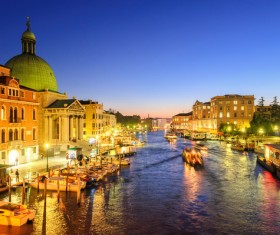 Yacht and city night view Stock Photo