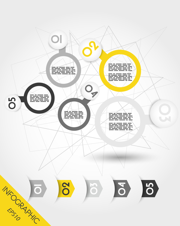 Yellow with black infographic vector template set 01