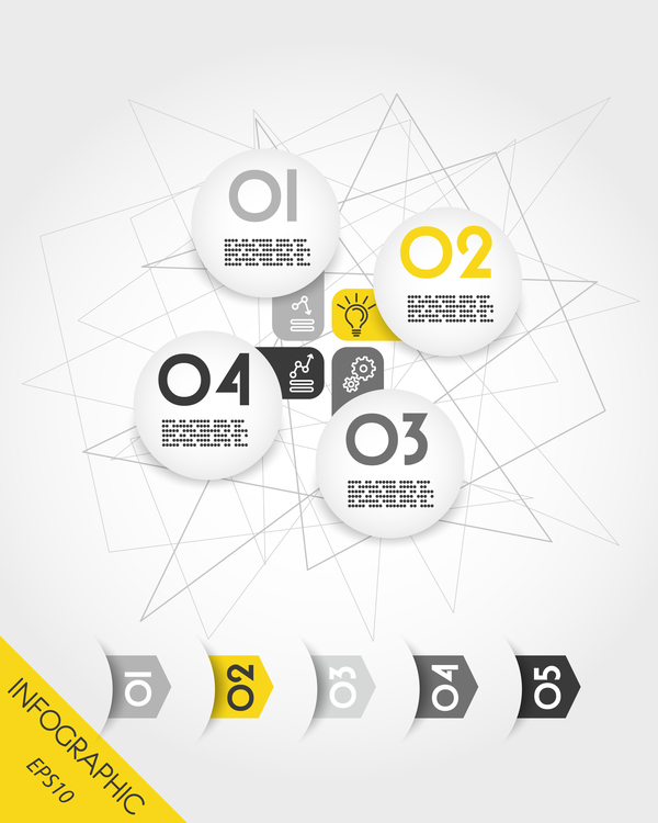 Yellow with black infographic vector template set 02