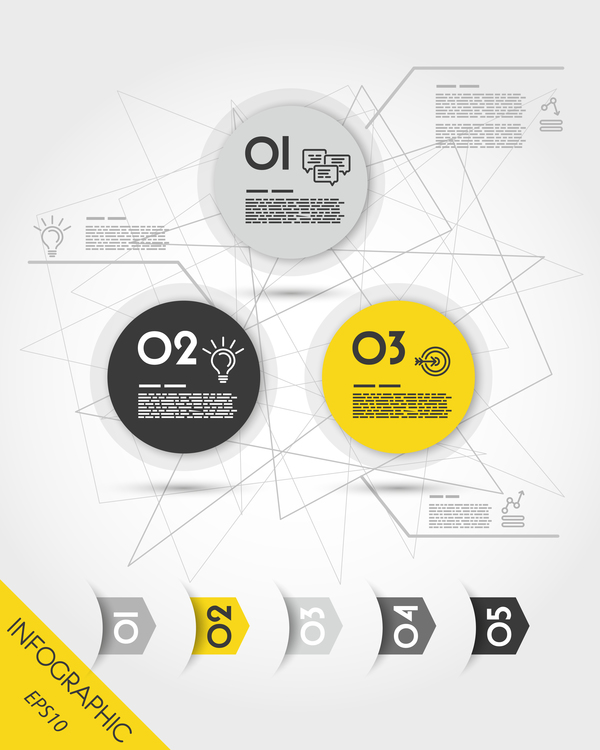 Yellow with black infographic vector template set 03