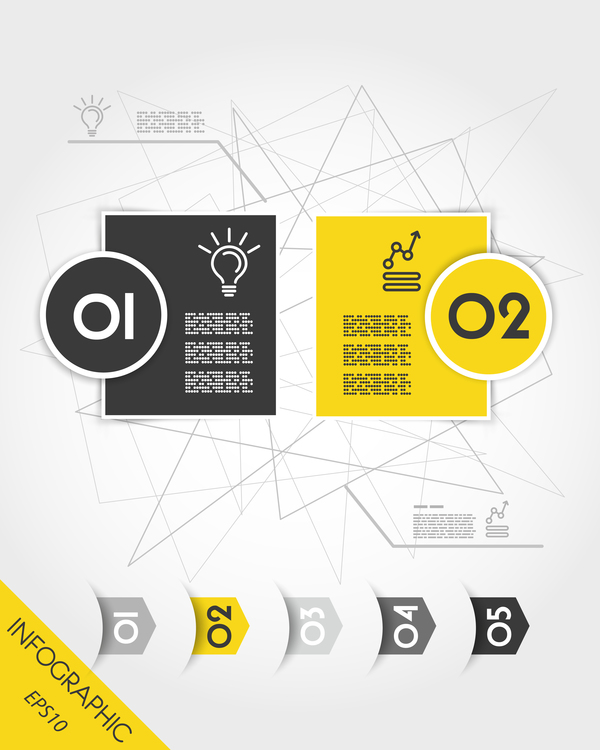 Yellow with black infographic vector template set 06