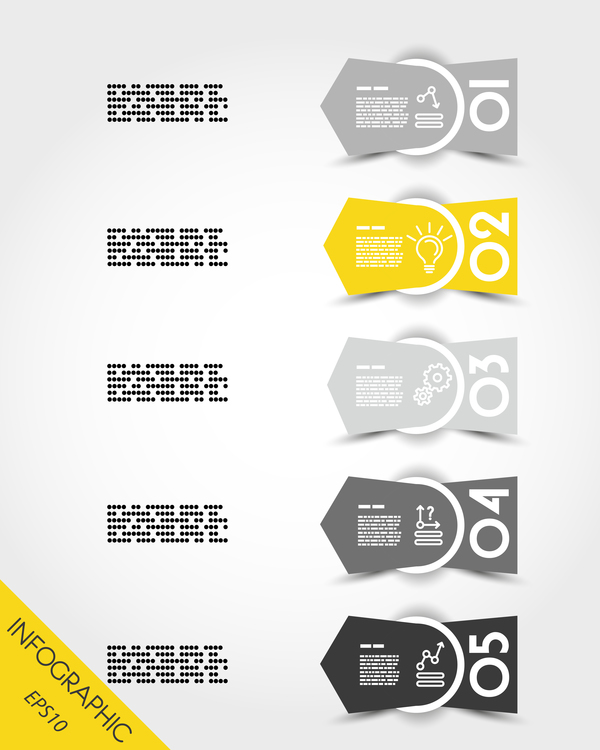 Yellow with black infographic vector template set 08