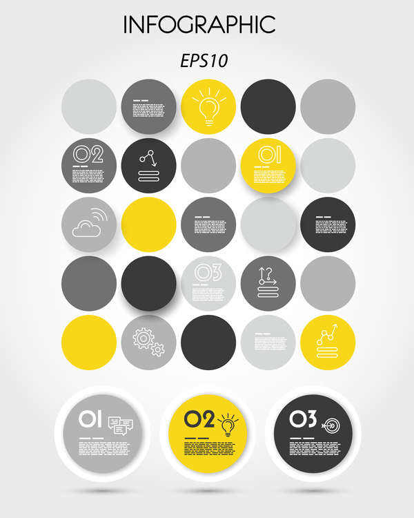 Yellow with black infographic vector template set 16