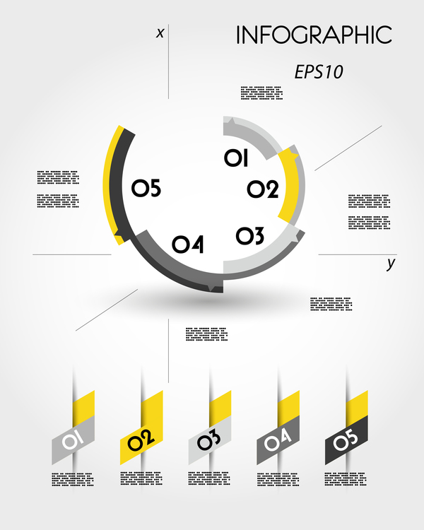 Yellow with black infographic vector template set 17