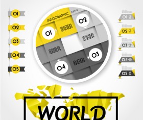 Yellow with black infographic vector template set 21
