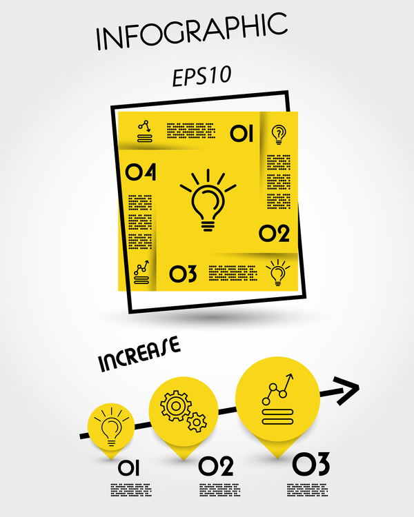Yellow with black infographic vector template set 22