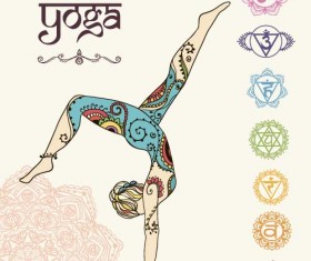 Yoga girl floral vector material 06