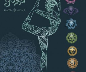 Yoga girl floral vector material 08