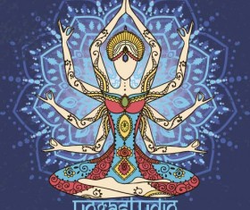 Yoga girl floral vector material 10