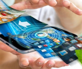 Young man using modern mobile phone Stock Photo 09