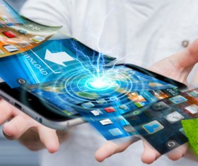 Young man using modern mobile phone Stock Photo 10