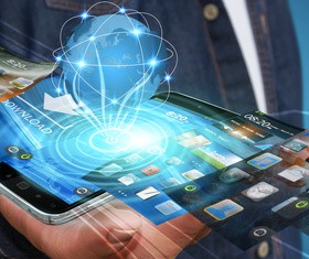 Young man using modern mobile phone Stock Photo 14