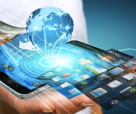 Young man using modern mobile phone Stock Photo 16