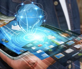 Young man using modern mobile phone Stock Photo 18