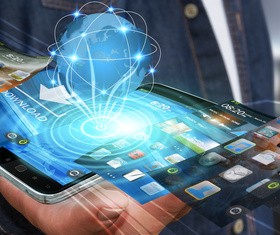 Young man using modern mobile phone Stock Photo 21