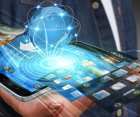 Young man using modern mobile phone Stock Photo 22