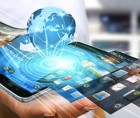 Young man using modern mobile phone Stock Photo 23