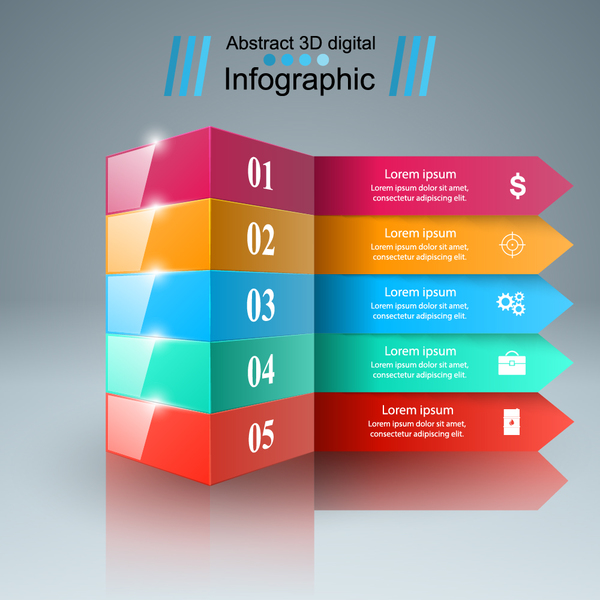 abstract 3d infographic colored vector