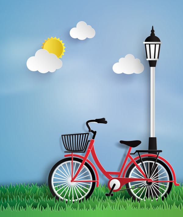 byicycle and sky vector free download