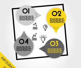 four yellow sinfographic globes in circle vector