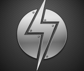lightning sign with metal backgrounds vector