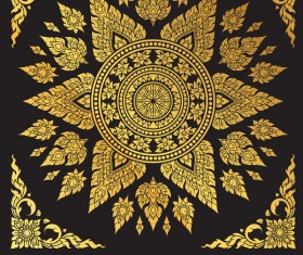 line thai gold pattern vector material