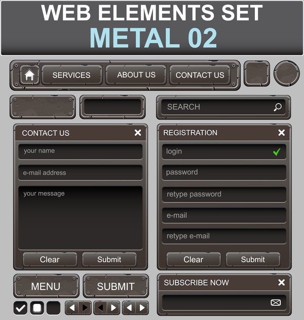 metal web elements set vector