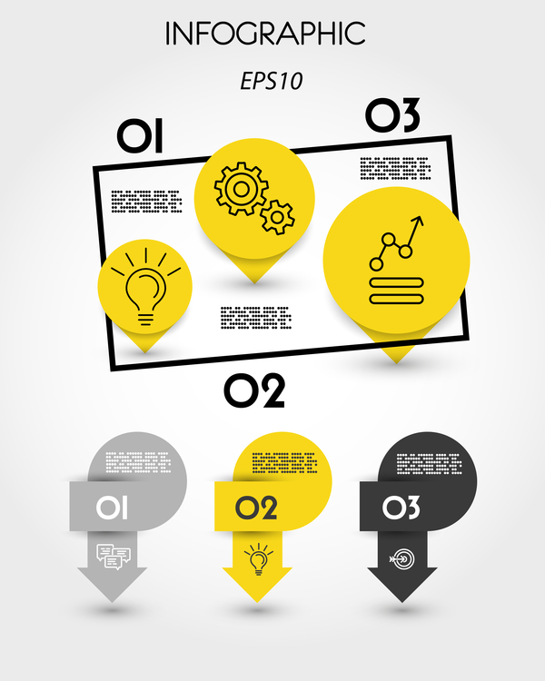 yellow infographic template with pointers vector