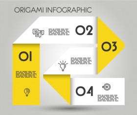 yellow origami infographic template vector