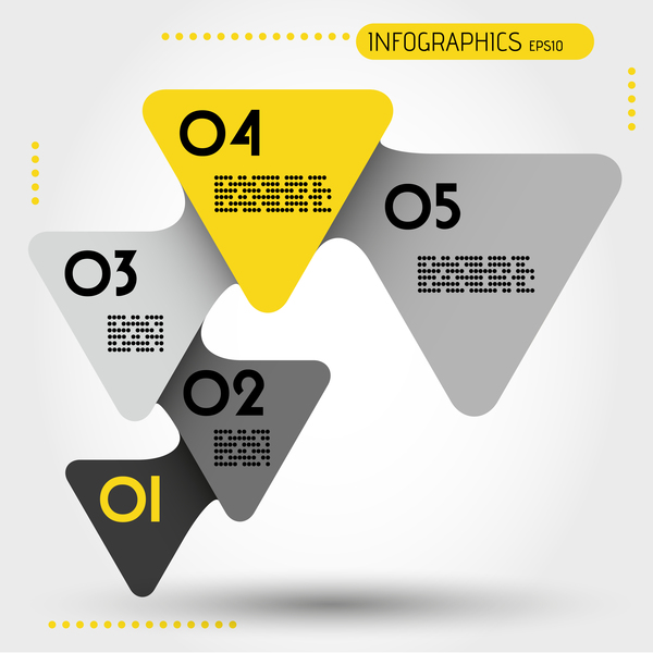 yellow rounded infographic triangles vector