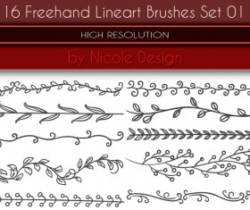16 Kind hand drawn lineart  photoshop brushes