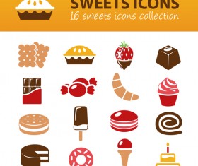 16 Kind sweet icons set
