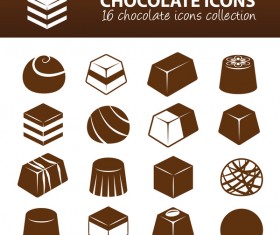16 kind chocolate icons set