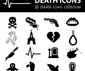 16 kind death icons set