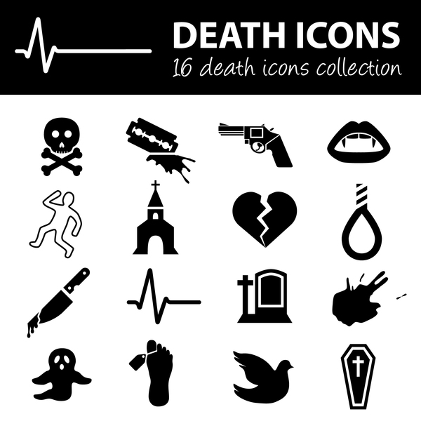 16 kind death icons set