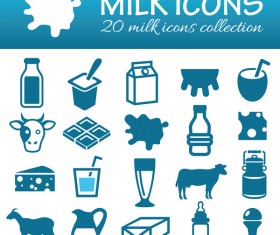 20 Kind milk icons set