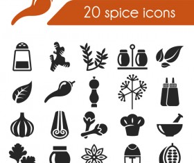 20 Kind spice icons set