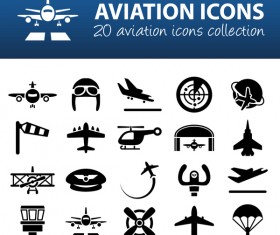 20 kind aviation icons set