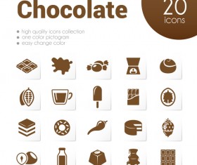 20 kind chocolate icons set