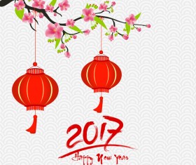2017 chinese new year background with flowers vector 07
