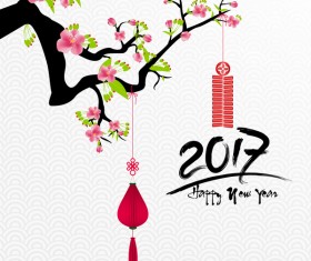 2017 chinese new year background with flowers vector 08