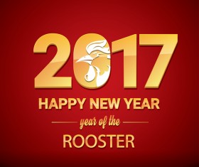 2017 chinese new year of rooster red styles background vector 01