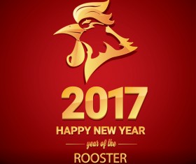 New year 2017 of rooster shiny vectors background free download