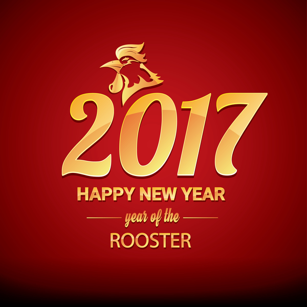 2017 chinese new year of rooster red styles background vector 04