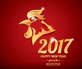 2017 chinese new year of rooster red styles background vector 05