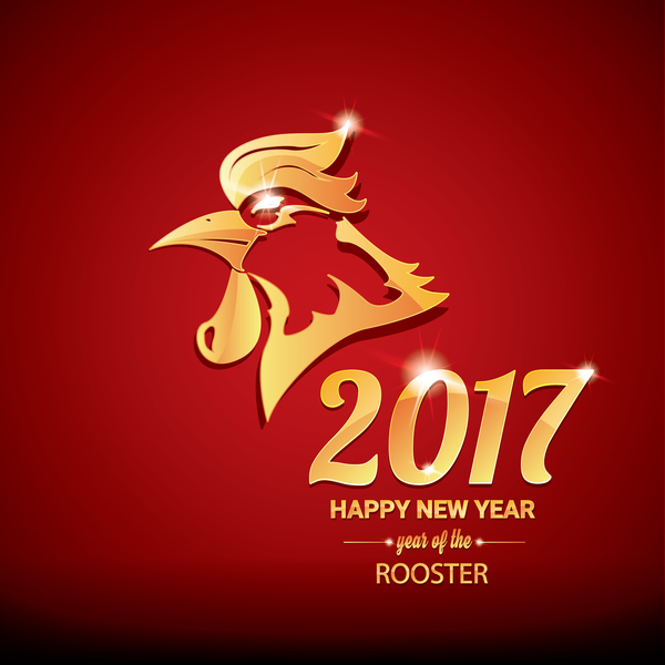 2017 chinese new year of rooster red styles background vector 05